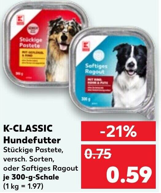 K-CLASSIC Hundefutter 300 g Angebot bei Kaufland
