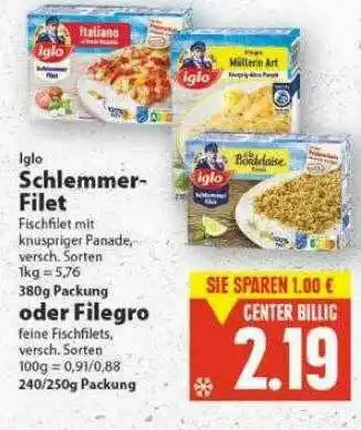 E-Center Iglo Schlemmer-filet Oder Filegro Angebot