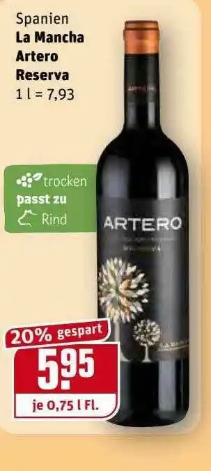 REWE Kaufpark Spanien La Mancha Artero Reserva Angebot