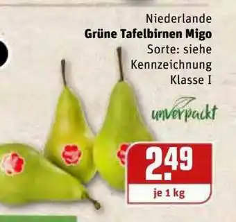 REWE Kaufpark Unverpackt Niederlande Grüne Tafelbirnen Migo Angebot