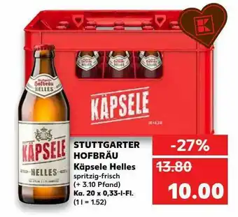 Kaufland Stuttgarter Hofbräu Käpsele Helles Angebot