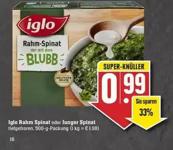 Edeka Iglo Rahm Spinat Oder Junger Spinat Angebot