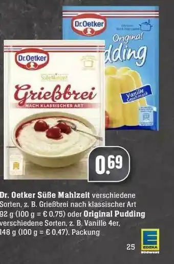 Edeka Dr. Oetker Süße Mahlzeit Oder Original Pudding Angebot