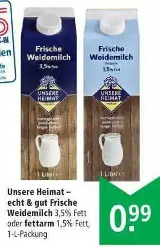 Marktkauf Unsere Heimat - Frische Weidemilch Oder Fettarm Angebot