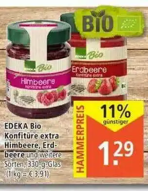 Marktkauf Edeka Bio Konfitüre Extra Himbeere, Erdbeere Angebot