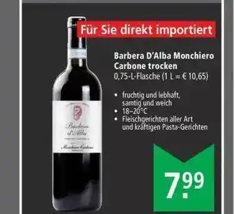 Marktkauf Barbera D'alba Monchiero Carbone Trocken Angebot