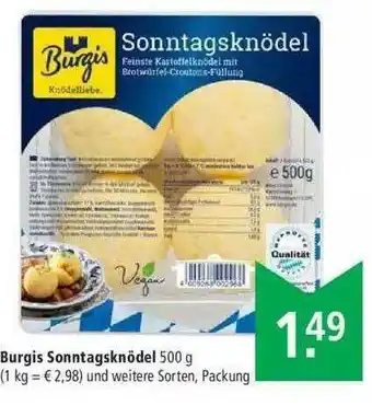 Marktkauf Burgis Sonntagsknödel Angebot