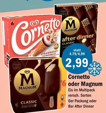 Aktiv Irma Cornetto oder Magnum Eis im Multipack Angebot