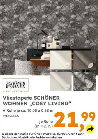 Globus Baumarkt SCHÖNER WOHNEN Vliestapete ,,Cosy Living" Angebot