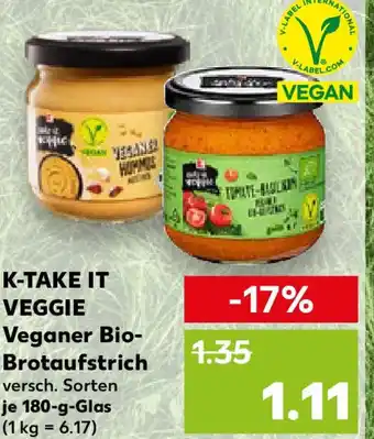 Kaufland K-TAKE IT VEGGIE Veganer Bio- Brotaufstrich Angebot