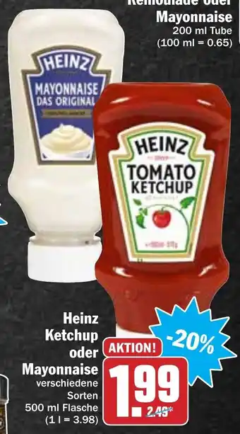 Hit Heinz Ketchup oder Mayonnaise 500ml Angebot