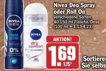 Hit Nivea Deo Spray oder Roll On 40-150ml Angebot