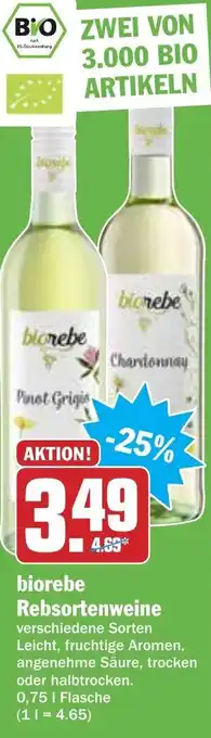 Hit Biorebe Rebsortenweine 0,75L Angebot