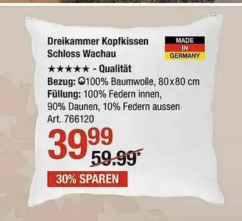 AWG Mode Dreikammer Kopfkissen Schloss Wachau Angebot