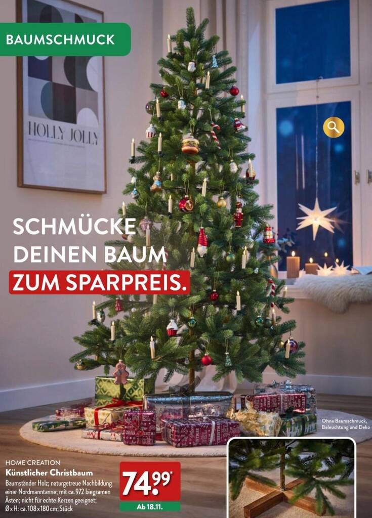 echt wirkender künstlicher weihnachtsbaum Künstlicher Weihnachtsbaum mit natürlichem Look – 120 cm main image 1