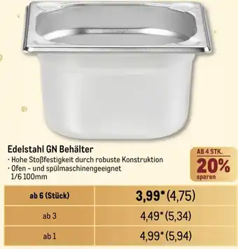 METRO Edelstahl GN Behälter Angebot