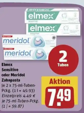 REWE Elmex Sensitive oder Meridol Zahnpasta Angebot