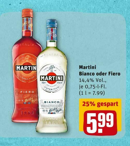 Martini bianco oder fiero Angebot bei REWE