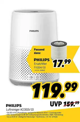 MEDIMAX Philips Luftreiniger Ac0819.10 Angebot