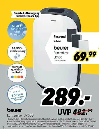 MEDIMAX Beurer Luftreiniger Lr500 Angebot