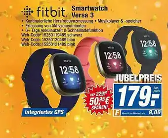 HEM Expert Fitbit Smartwatch Versa 3 Angebot