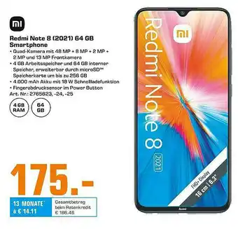 Saturn Xiaomi Redmi Note 8 2021 64gb Smartphone Angebot