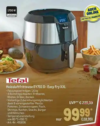 METRO Tefal Heissluftfritteuse EY701D-easy Fry Xxl Angebot