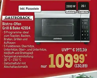 METRO Gastroback Bistro-ofen Grill & Bake 42814 Angebot