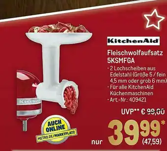 METRO Kitchenaid Fleischwolfaufsatz 5KSMFGA Angebot