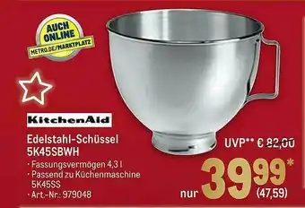 METRO Kitchenaid Edelstahl-schüssel 5K45SBWH Angebot