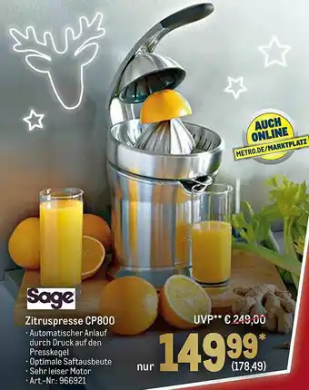 METRO Sage Zitruspresse CP800 Angebot