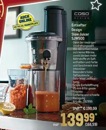 METRO Caso Entsafter Design Slow Juicer SJW500 Angebot