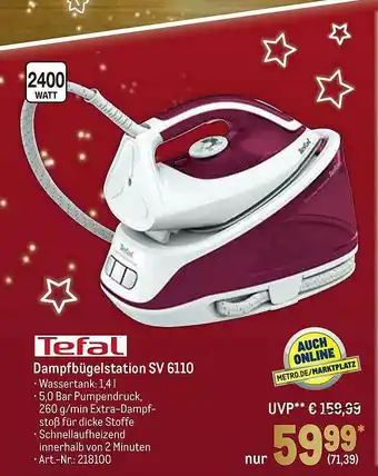 METRO Tefal Dampfbügelstation Sv 6110 Angebot