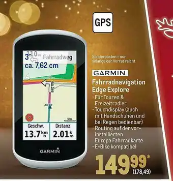 METRO Garmin Fahrradnavigation Edge Explore Angebot