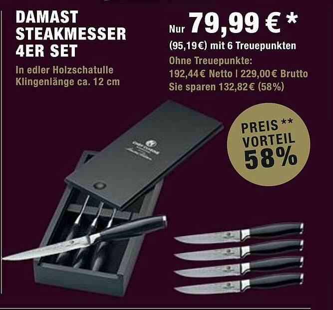 Damast Steakmesser 4er Set Angebot bei METRO