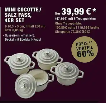 METRO Mini Cocotte, Salz Fass, 4er Set Angebot