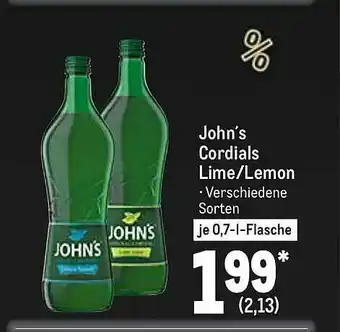 METRO John's Cordials Lime Oder Lemon Angebot