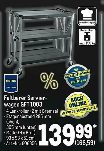 METRO Metro Professional Faltbarer Seriverwagen Grt1003 Angebot