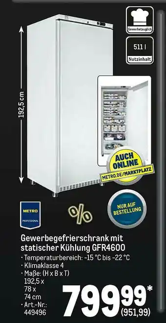 METRO Metro Professional Gewerbegefrierschrank Mit Statischer Kühlung Gfr4600 Angebot