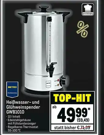 METRO Metro Professional Heißwasser- Und Glühweinspender Gwb1010 Angebot