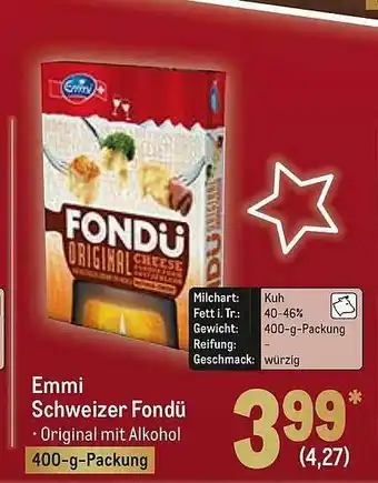 METRO Emmi Schweizer Fondü Angebot