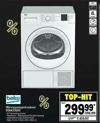 METRO Beko Wärmepumpentrockner Ds8433gx0 Angebot