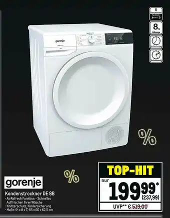 METRO Gorenje Kondenstrockner De8b Angebot