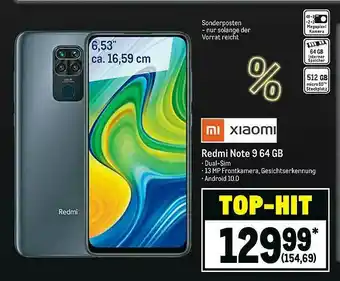 METRO Xiaomi Redmi Note 9 64gb Angebot