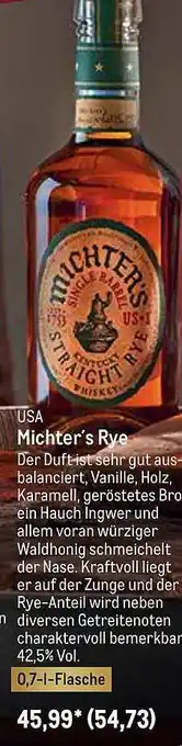 METRO Michter's Rye Angebot