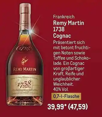 METRO Remy Martin 1738 Cognac Angebot