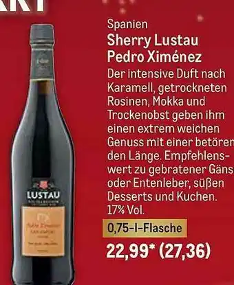 METRO Sherry Lustau Pedro Ximénez Angebot