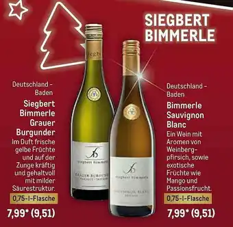 METRO Siegbert Bimmerle Grauer Burgunder Oder Bimmerle Sauvignon Blanc Angebot