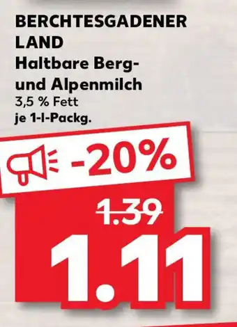 Kaufland BERCHTESGADENER LAND Haltbare Berg- und Alpenmilch Angebot
