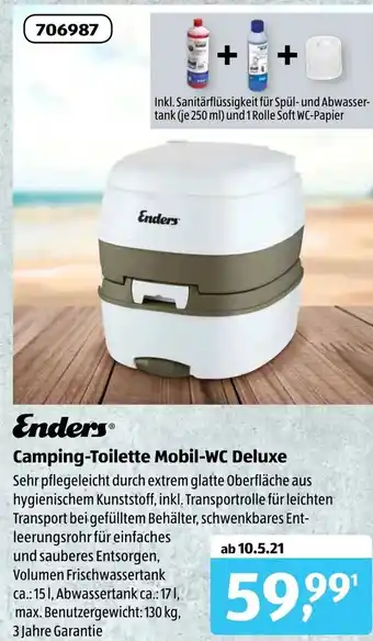 Aldi Süd Enders Camping Toilette Mobil WC Deluxe Angebot